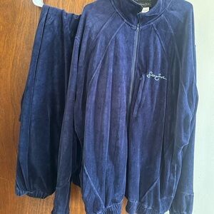 Sean John Deep Blue Velour two piece set